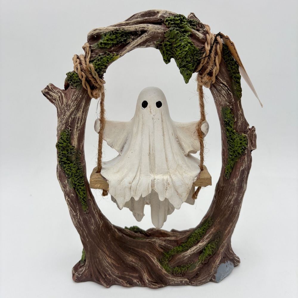 Halloween Ghost on Swing Figurine Spooky Tree Decor Creepy‎ Cute Decoration